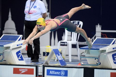 Taylor Corry dives in for her 100m fly final.